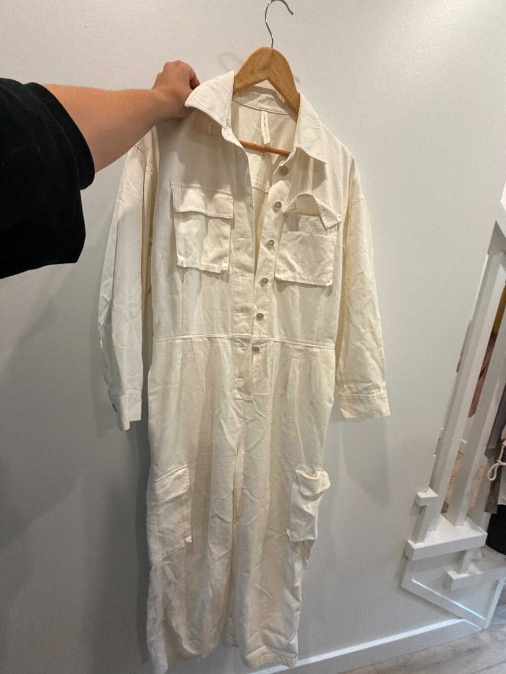 The Group by Babaton White Utility Jumpsuit | Off-White Cargo Boiler Suit
